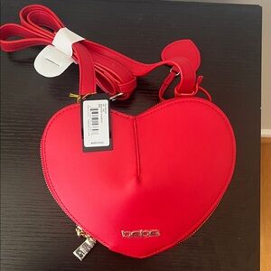 Bebe Vibrant Red Heart Crossbody Bag